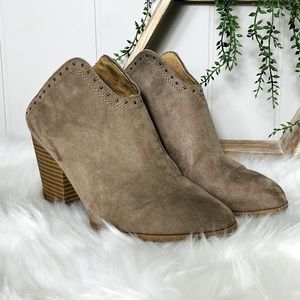 Tan Heeled Mule Booties Size 9